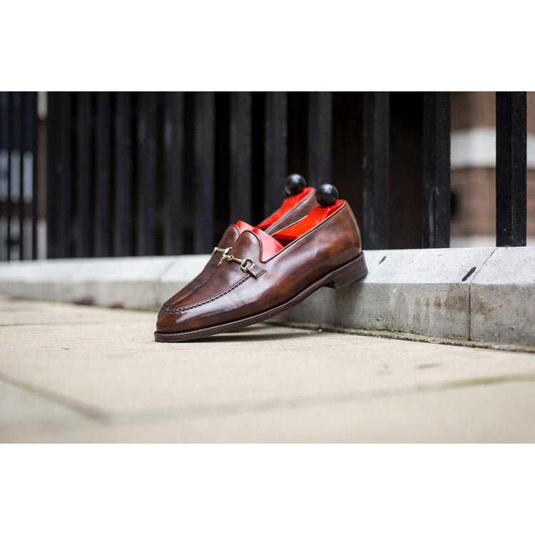 Flat Feet Shoes - Brown Leather Palmela Horsebit Loafers with Arch Support