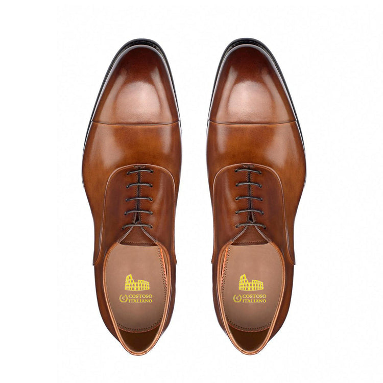 Tan Leather Woodford Balmoral Toe Cap Oxfords - Formal Shoes