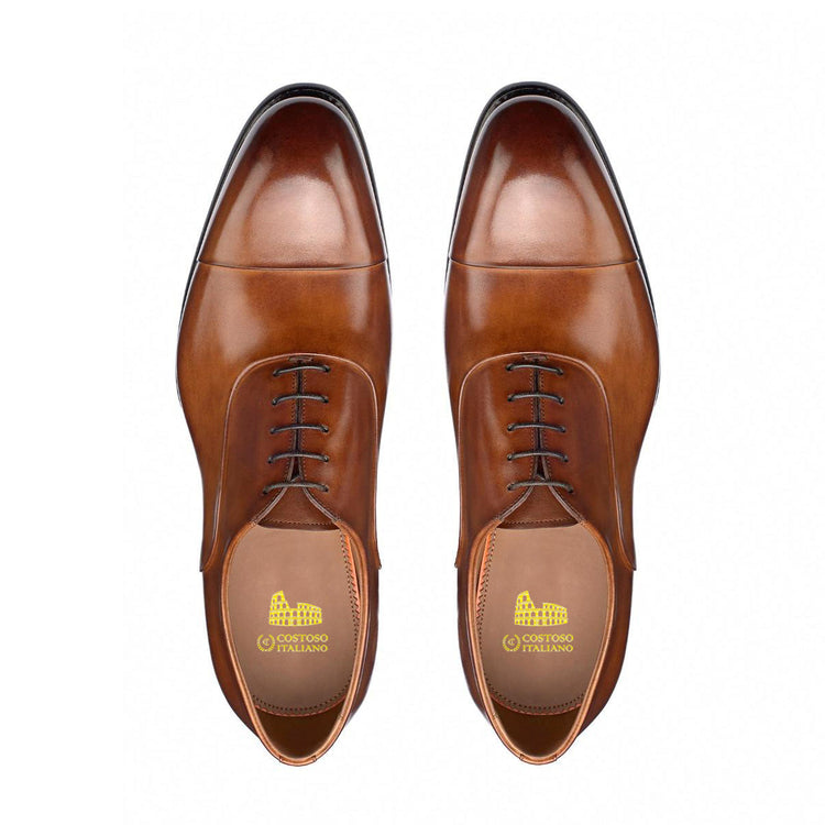 Flat Feet Shoes - Tan Leather Woodford Oxfords with Arch Support