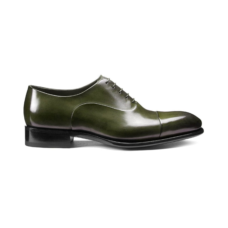 Flat Feet Shoes - Olive Green Leather Woodford Balmoral Toe Cap Oxfords with Arch Support