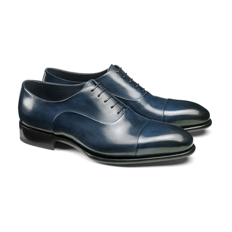 Flat Feet Shoes - Navy Blue Leather Woodford Balmoral Toe Cap Oxfords with Arch Support