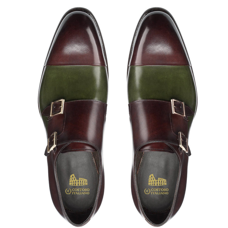 Brown and Green Leather Castle Monk Straps