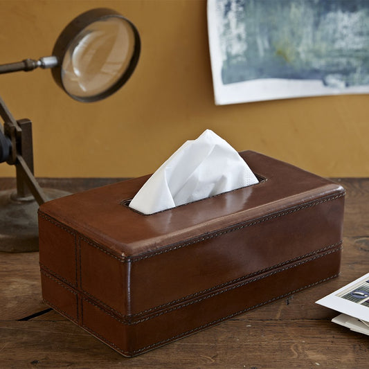 PERSONALIZABLE - Leather Tissue Box Holder