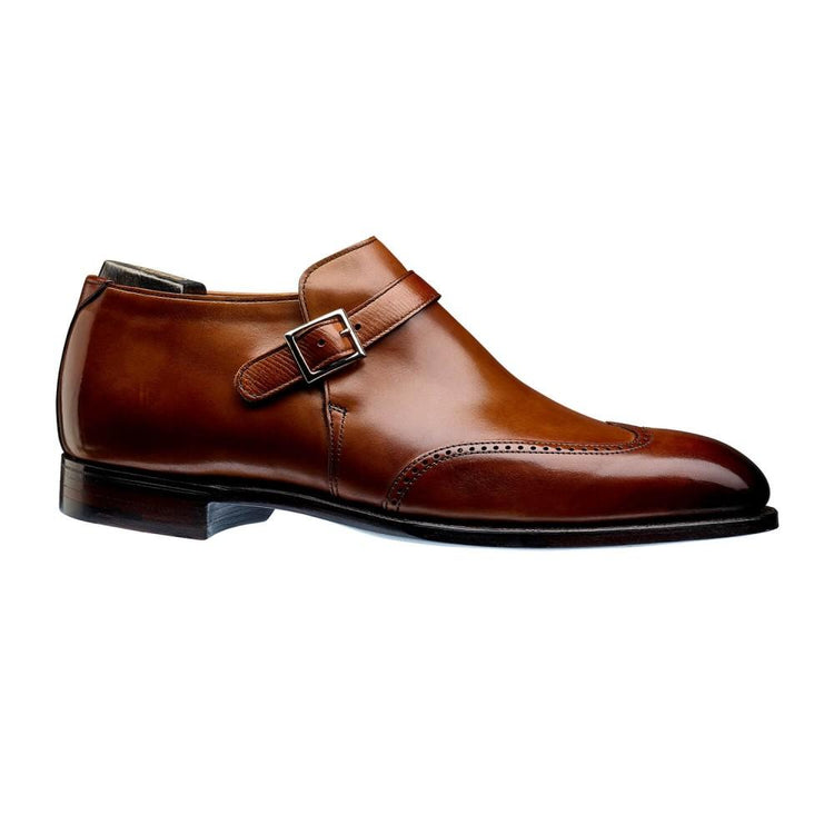 Flat Feet Shoes - Tan Leather Alnwick Monk Strap Shoes with Arch Support