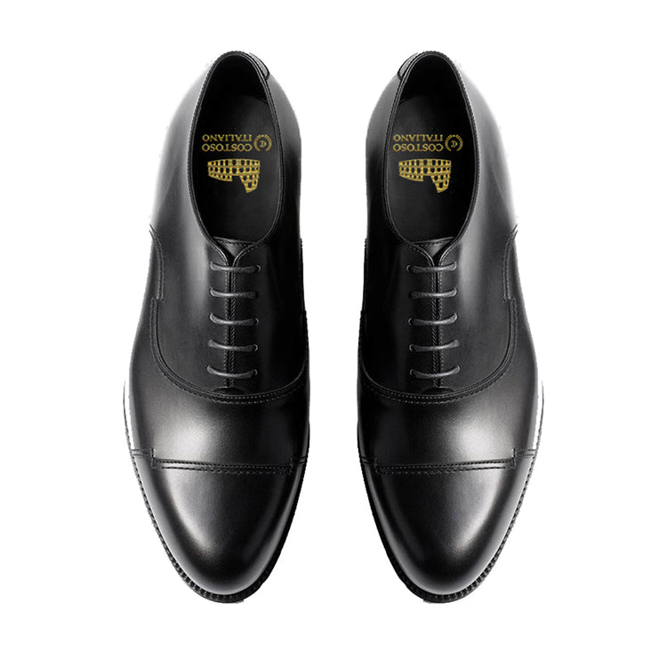 Height Increasing Black Leather Broxtowe Balmoral Oxfords