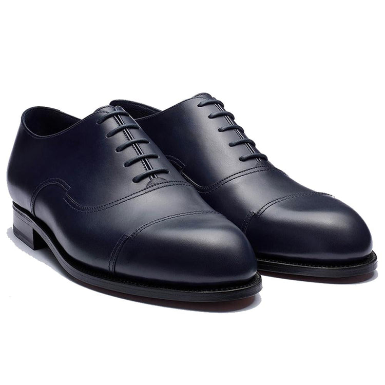 Flat Feet Shoes - Navy Blue Leather Broxtowe Balmoral Oxfords with Arch Support