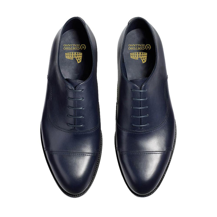 Flat Feet Shoes - Navy Blue Leather Broxtowe Balmoral Oxfords with Arch Support